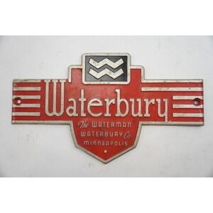 Vintage Waterbury The Waterman Co Minneapolis Cast Metal Sign 9" x 5.5"